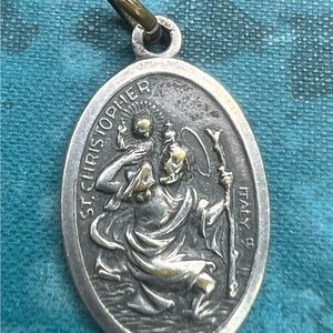 St Christopher‎ Medal Pray For Us Italy Religious Pendant Necklace Charm